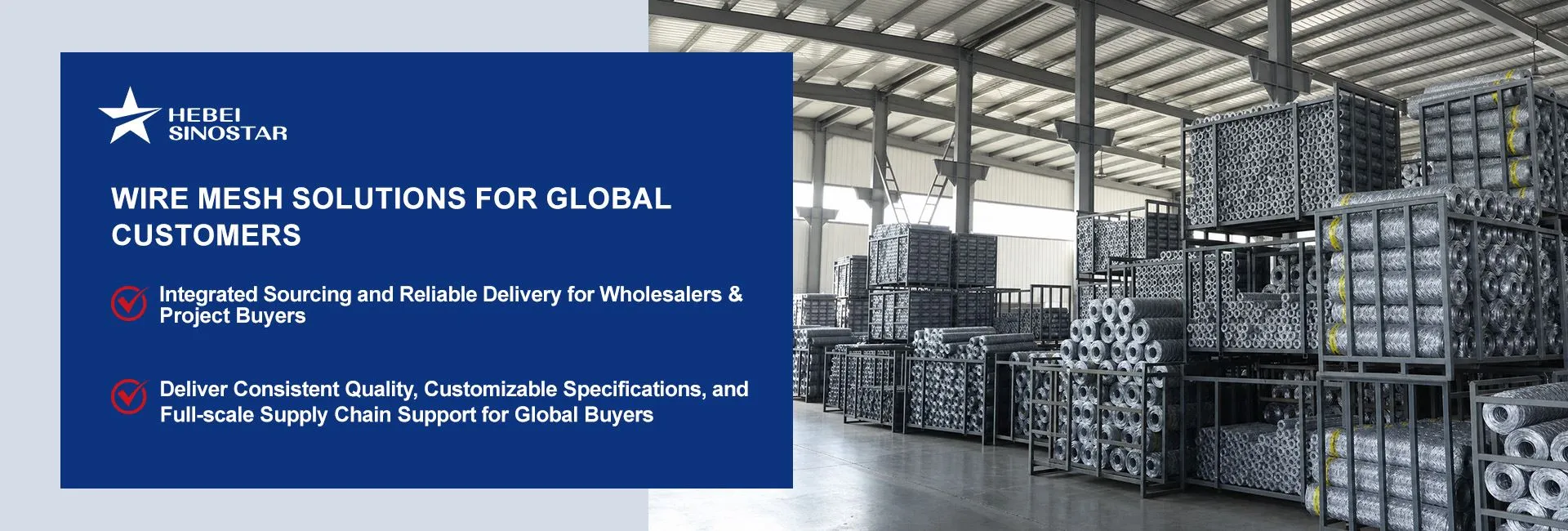 High-quality wire mesh supplier from China — Sinostar provides durable welded mesh, hexagonal mesh, and gabion mesh for South American construction and hardware wholesalers.